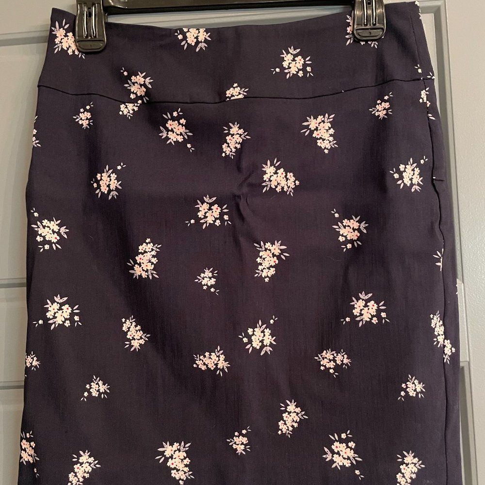 Margaret M Christiana Pencil Printed Skirt in Navy
